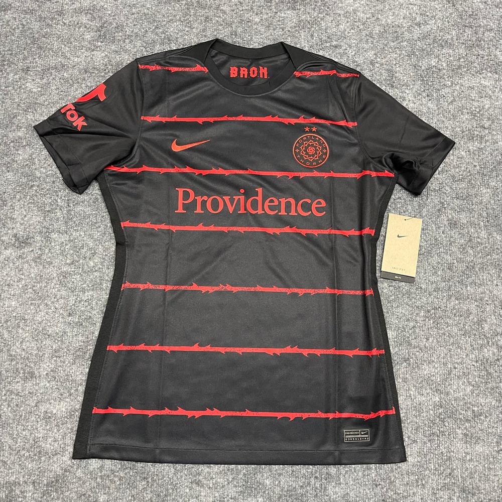 Portland Thorns Jersey Womens Black Red Medium Nike Home Kit NWLS Soccer Tik-Tok - Picture 1 of 15